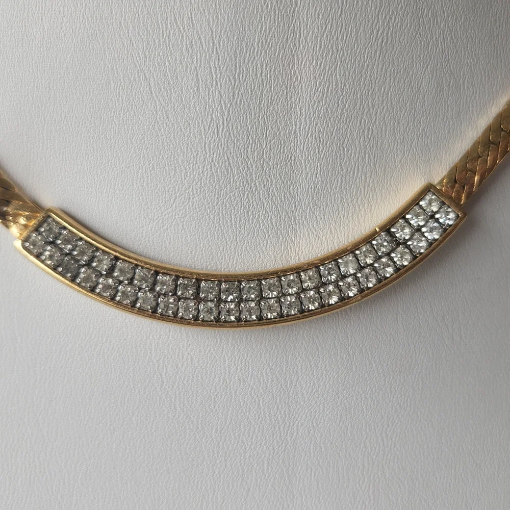 Vintage S.A.L. Gold Tone Necklace Swarovski Crystals SAL Signed